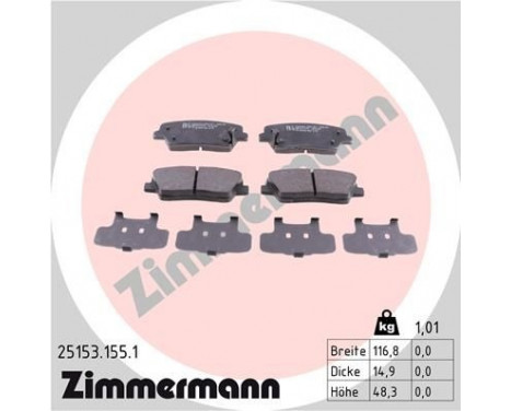 Brake Pad Set, disc brake 25153.155.1 Zimmermann, Image 2