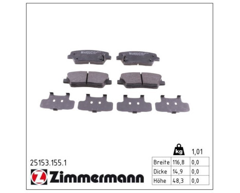 Brake Pad Set, disc brake 25153.155.1 Zimmermann, Image 2