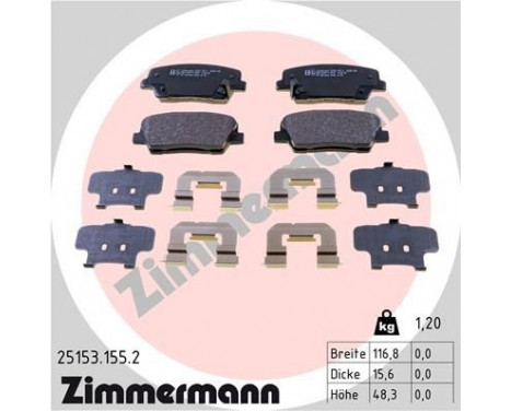 Brake Pad Set, disc brake 25153.155.2 Zimmermann