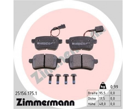 Brake Pad Set, disc brake 25156.175.1 Zimmermann, Image 2