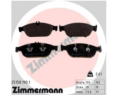 Brake Pad Set, disc brake 25158.190.1 Zimmermann