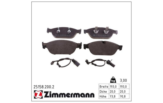Brake Pad Set, disc brake 25158.200.2 Zimmermann, Image 3