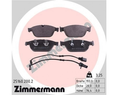 Brake Pad Set, disc brake 25160.200.2 Zimmermann, Image 3