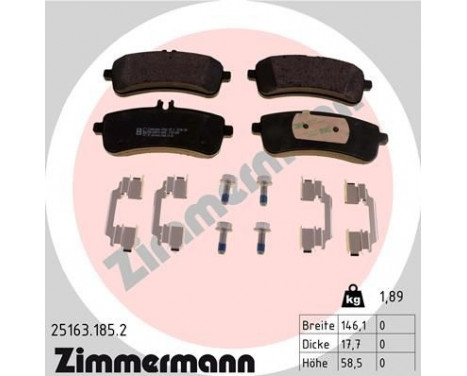 Brake Pad Set, disc brake 25163.185.2 Zimmermann