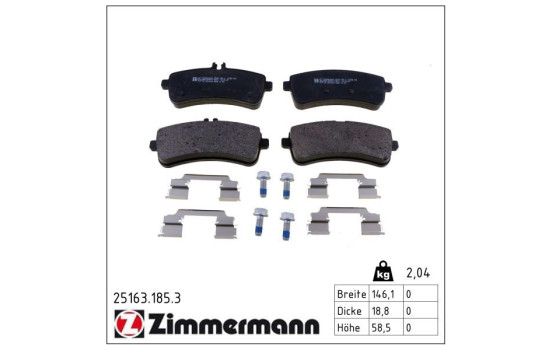 Brake Pad Set, disc brake 25163.185.3 Zimmermann, Image 2