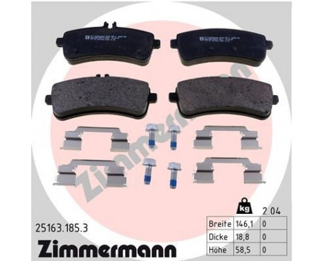 Brake Pad Set, disc brake 25163.185.3 Zimmermann