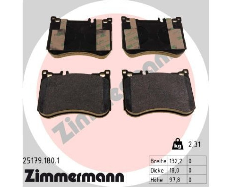 Brake Pad Set, disc brake 25179.180.1 Zimmermann, Image 2