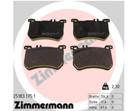 Brake Pad Set, disc brake 25183.175.1 Zimmermann
