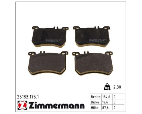 Brake Pad Set, disc brake 25183.175.1 Zimmermann, Image 2