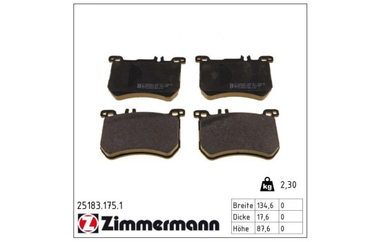 Brake Pad Set, disc brake 25183.175.1 Zimmermann, Image 2