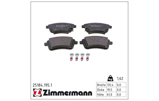 Brake Pad Set, disc brake 25184.195.1 Zimmermann, Image 2
