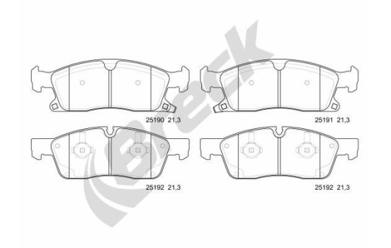 Brake pad set, disc brake 25190 00 551 00 Breck