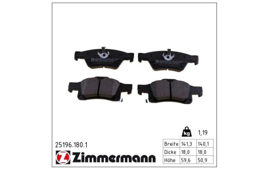 Brake Pad Set, disc brake 25196.180.1 Zimmermann