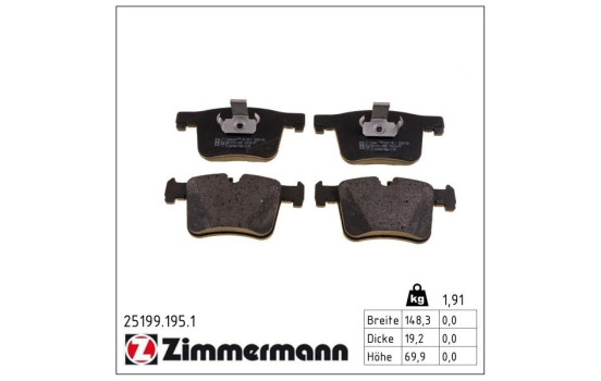 Brake Pad Set, disc brake 25199.195.1 Zimmermann, Image 2