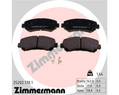 Brake Pad Set, disc brake 25202.170.1 Zimmermann