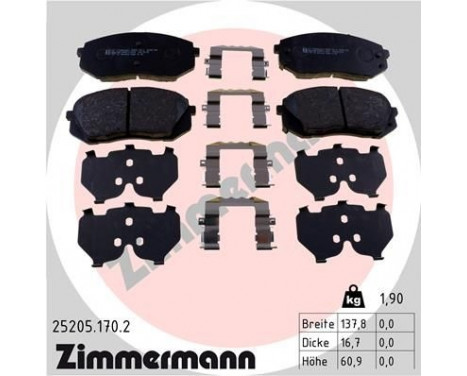 Brake Pad Set, disc brake 25205.170.2 Zimmermann