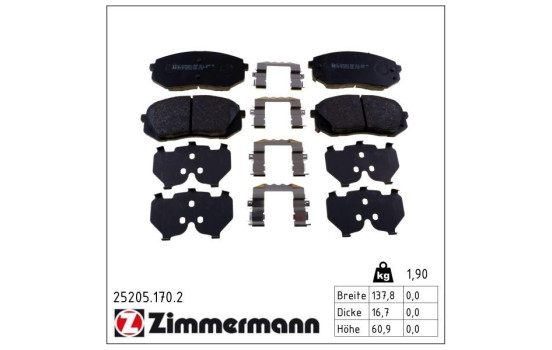 Brake Pad Set, disc brake 25205.170.2 Zimmermann
