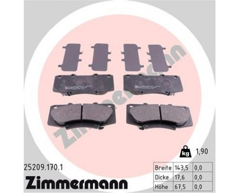 Brake Pad Set, disc brake 25209.170.1 Zimmermann, Image 2