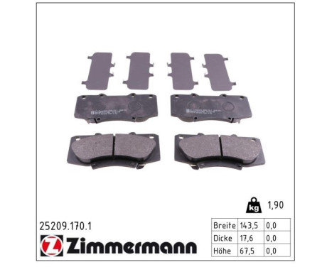 Brake Pad Set, disc brake 25209.170.1 Zimmermann, Image 2