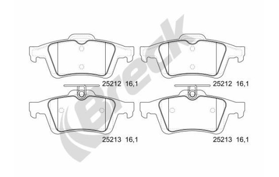 Brake pad set, disc brake 25212 00 702 00 Breck