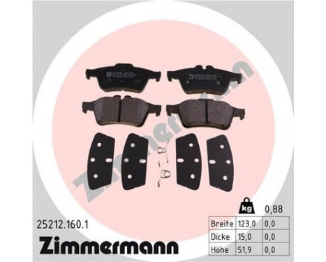 Brake Pad Set, disc brake 25212.160.1 Zimmermann, Image 2