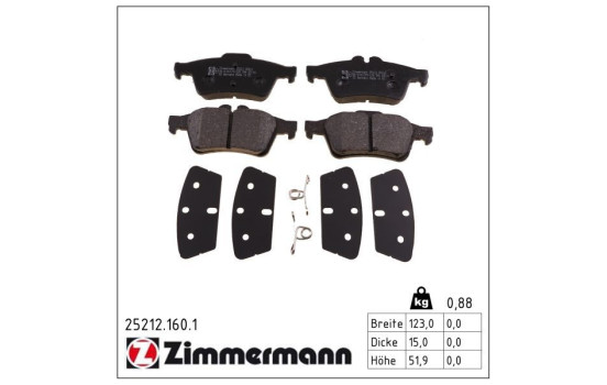 Brake Pad Set, disc brake 25212.160.1 Zimmermann, Image 2