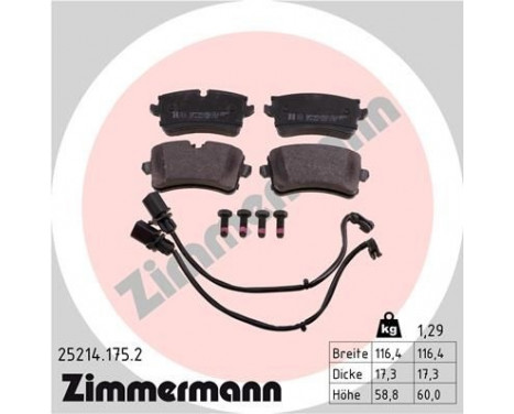 Brake Pad Set, disc brake 25214.175.2 Zimmermann, Image 2