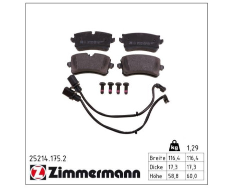 Brake Pad Set, disc brake 25214.175.2 Zimmermann, Image 2