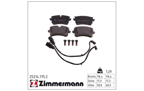 Brake Pad Set, disc brake 25214.175.2 Zimmermann, Image 2