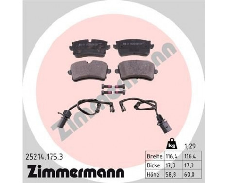 Brake Pad Set, disc brake 25214.175.3 Zimmermann, Image 2