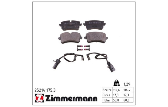 Brake Pad Set, disc brake 25214.175.3 Zimmermann, Image 2