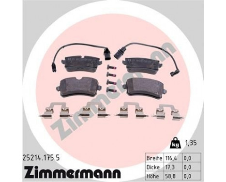 Brake Pad Set, disc brake 25214.175.5 Zimmermann, Image 2