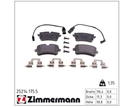 Brake Pad Set, disc brake 25214.175.5 Zimmermann, Image 2