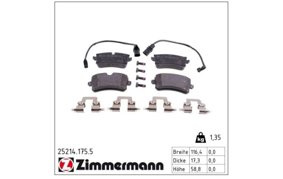 Brake Pad Set, disc brake 25214.175.5 Zimmermann, Image 2