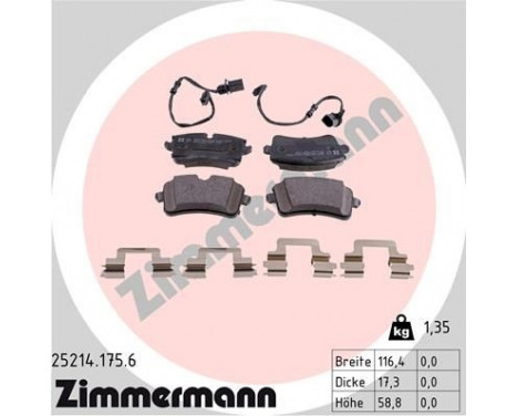 Brake Pad Set, disc brake 25214.175.6 Zimmermann, Image 2