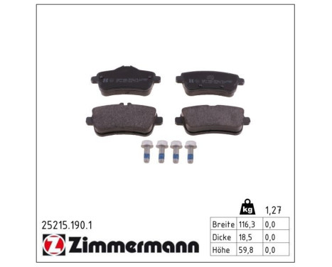 Brake Pad Set, disc brake 25215.190.1 Zimmermann, Image 2
