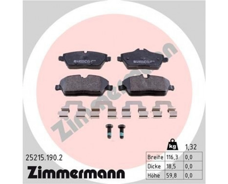 Brake Pad Set, disc brake 25215.190.2 Zimmermann, Image 2