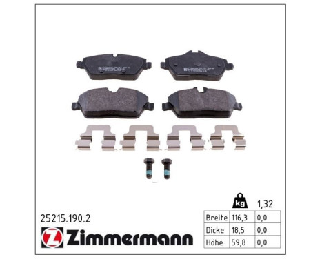 Brake Pad Set, disc brake 25215.190.2 Zimmermann, Image 2