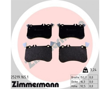 Brake Pad Set, disc brake 25219.165.1 Zimmermann, Image 2
