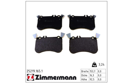 Brake Pad Set, disc brake 25219.165.1 Zimmermann, Image 2