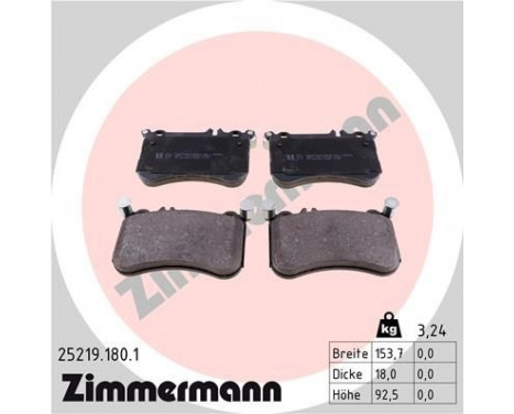 Brake Pad Set, disc brake 25219.180.1 Zimmermann, Image 2