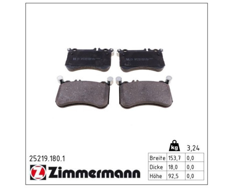Brake Pad Set, disc brake 25219.180.1 Zimmermann, Image 2