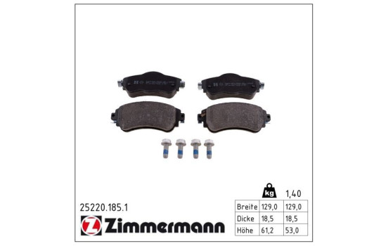 Brake Pad Set, disc brake 25220.185.1 Zimmermann, Image 2