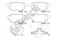 Brake pad set, disc brake 25258 00 704 00 Breck