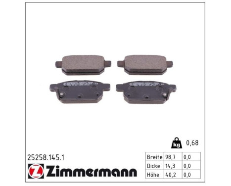 Brake Pad Set, disc brake 25258.145.1 Zimmermann, Image 2