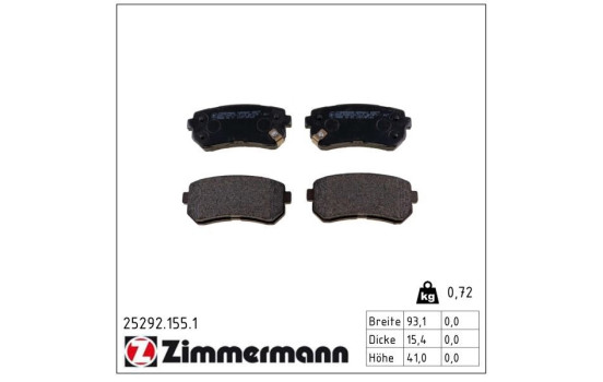 Brake Pad Set, disc brake 25292.155.1 Zimmermann, Image 2