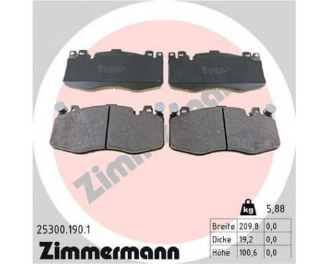 Brake Pad Set, disc brake 25300.190.1 Zimmermann