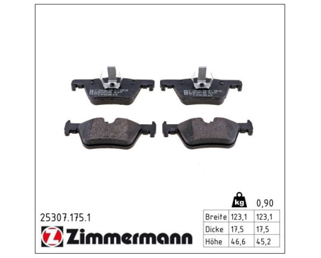 Brake Pad Set, disc brake 25307.175.1 Zimmermann, Image 2