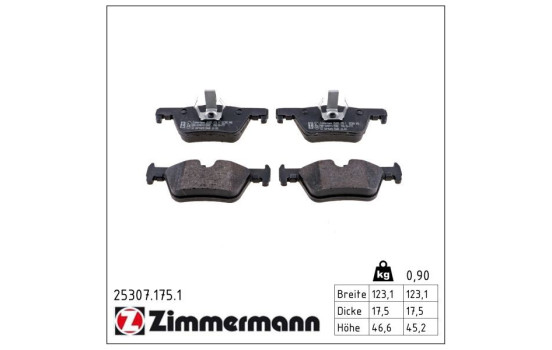 Brake Pad Set, disc brake 25307.175.1 Zimmermann, Image 2