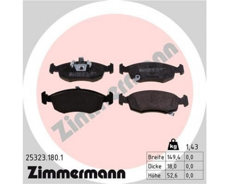 Brake Pad Set, disc brake 25323.180.1 Zimmermann, Image 2